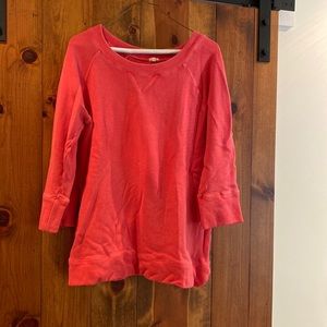 J. Crew 3/4 sleeve, Salmon colored, Terry cloth pullover, Size M.